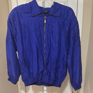 Vintage Blue and Purple Bomber Jacket with Sporty Style